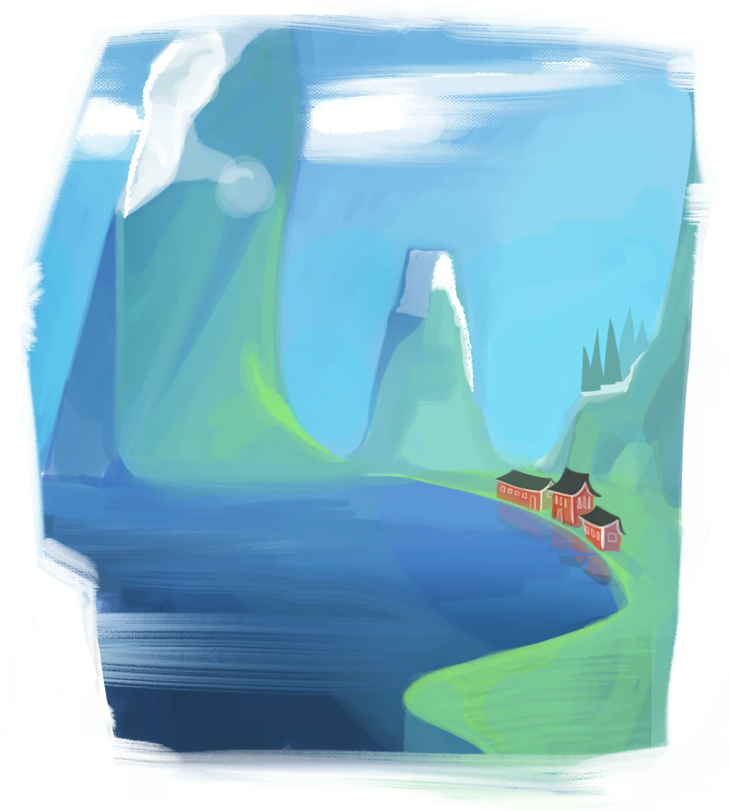 Scandi mountain concept art