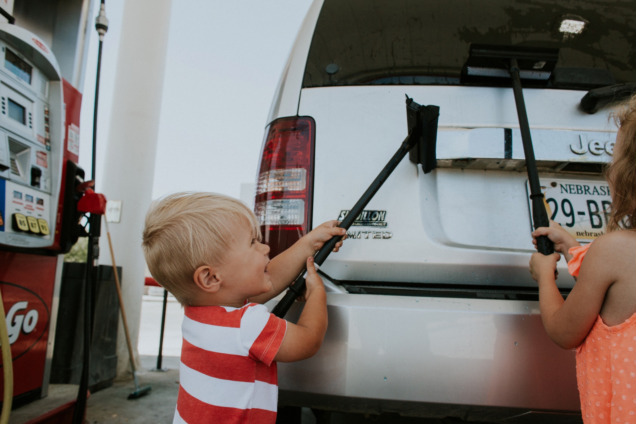 Back on the road! These kids love a good clean car!