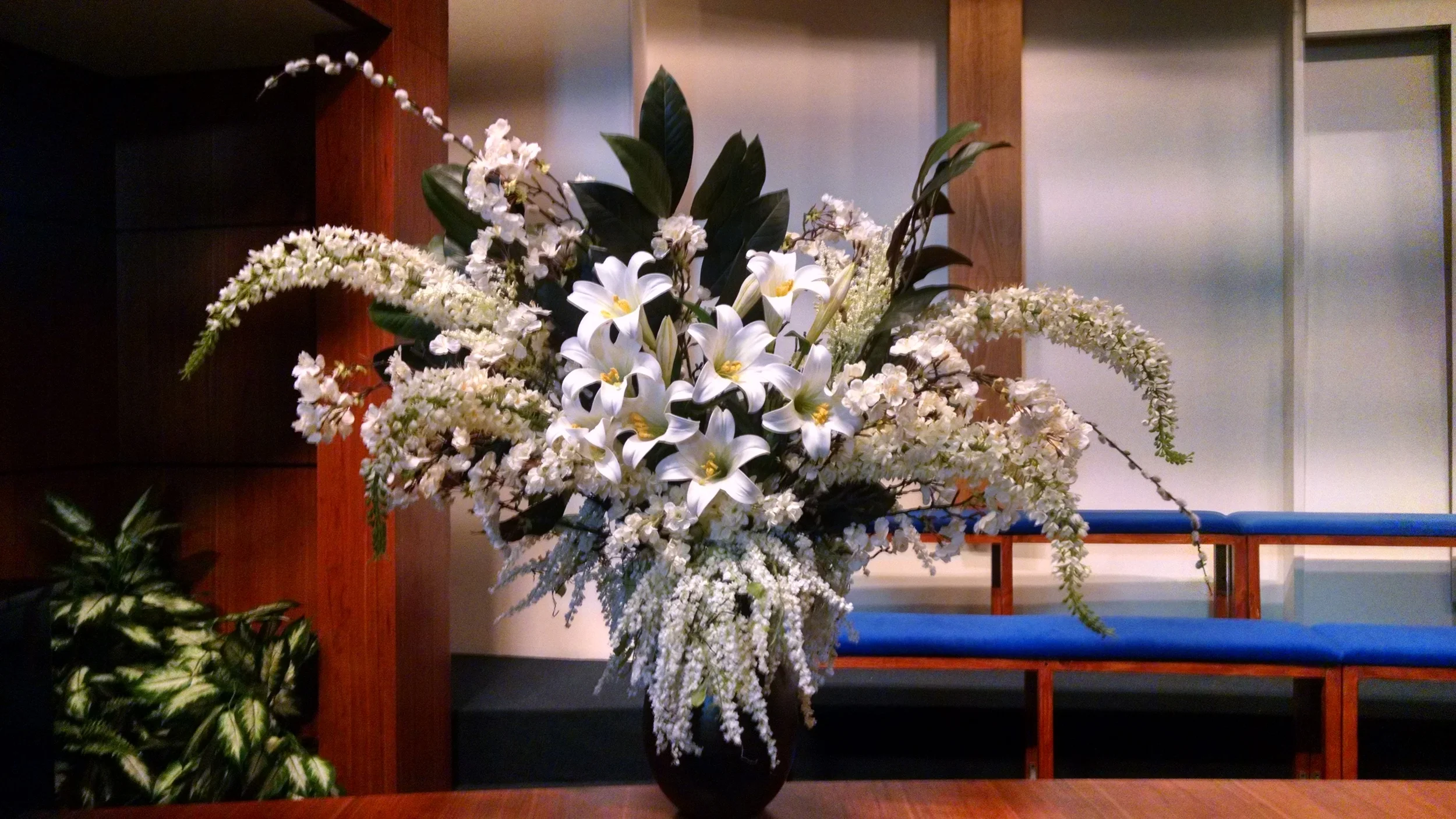 Flower arrangement The Christians Playwrights Horizons Set Designer: Dane Laffrey