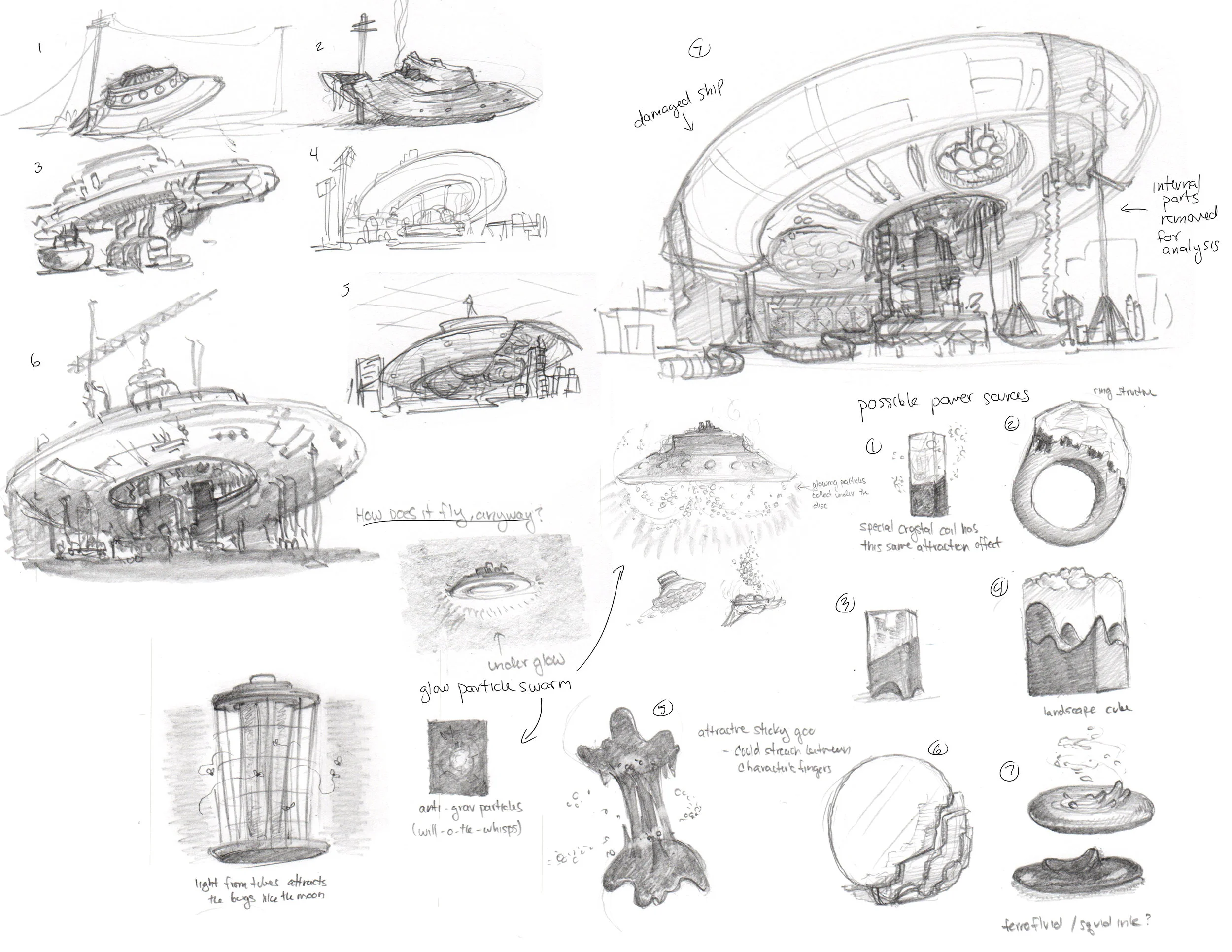 Some views of the spaceship in various partial states of dismantle.