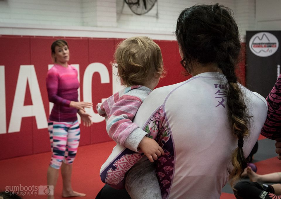 Take your baby to BJJ class. There is no reason why new mum's should stay at home. 