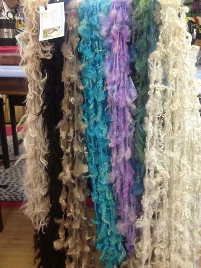 Beautiful tailspun 'lock' yarns from Sandy Ryan at Homestead Wool and Gift Farm always in stock! ( www.homesteadwoolandgiftfarm.com ) 