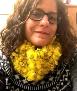 Laura Senator is the owner of Rainbow Twist Yarn. She teaches creative spinning classes all over the USA, and dyes gorgeous long locks and spins beautiful yarn! https://www.etsy.com/shop/RainbowTwistShop