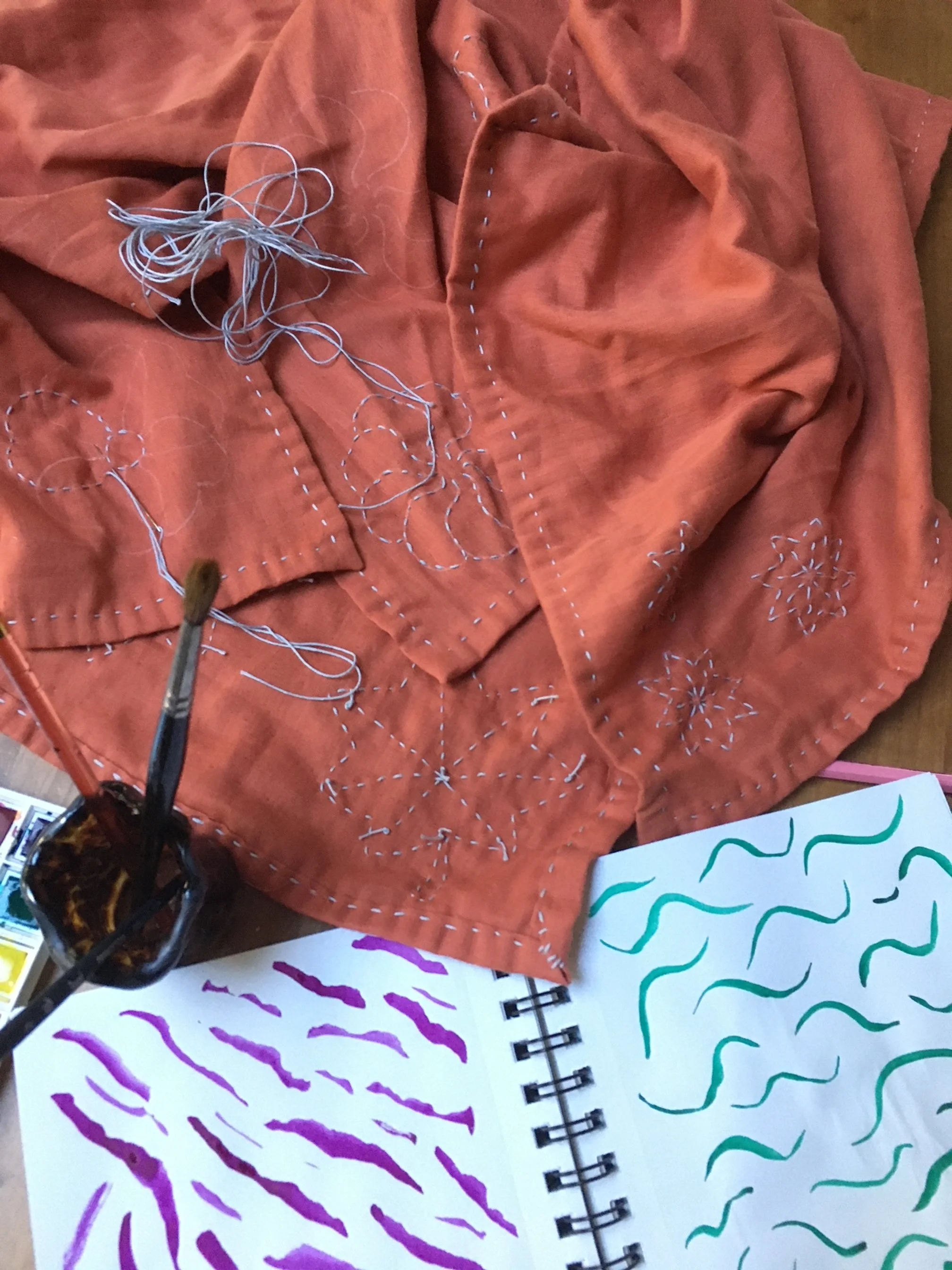 Sashiko Hand Stitched Scarf