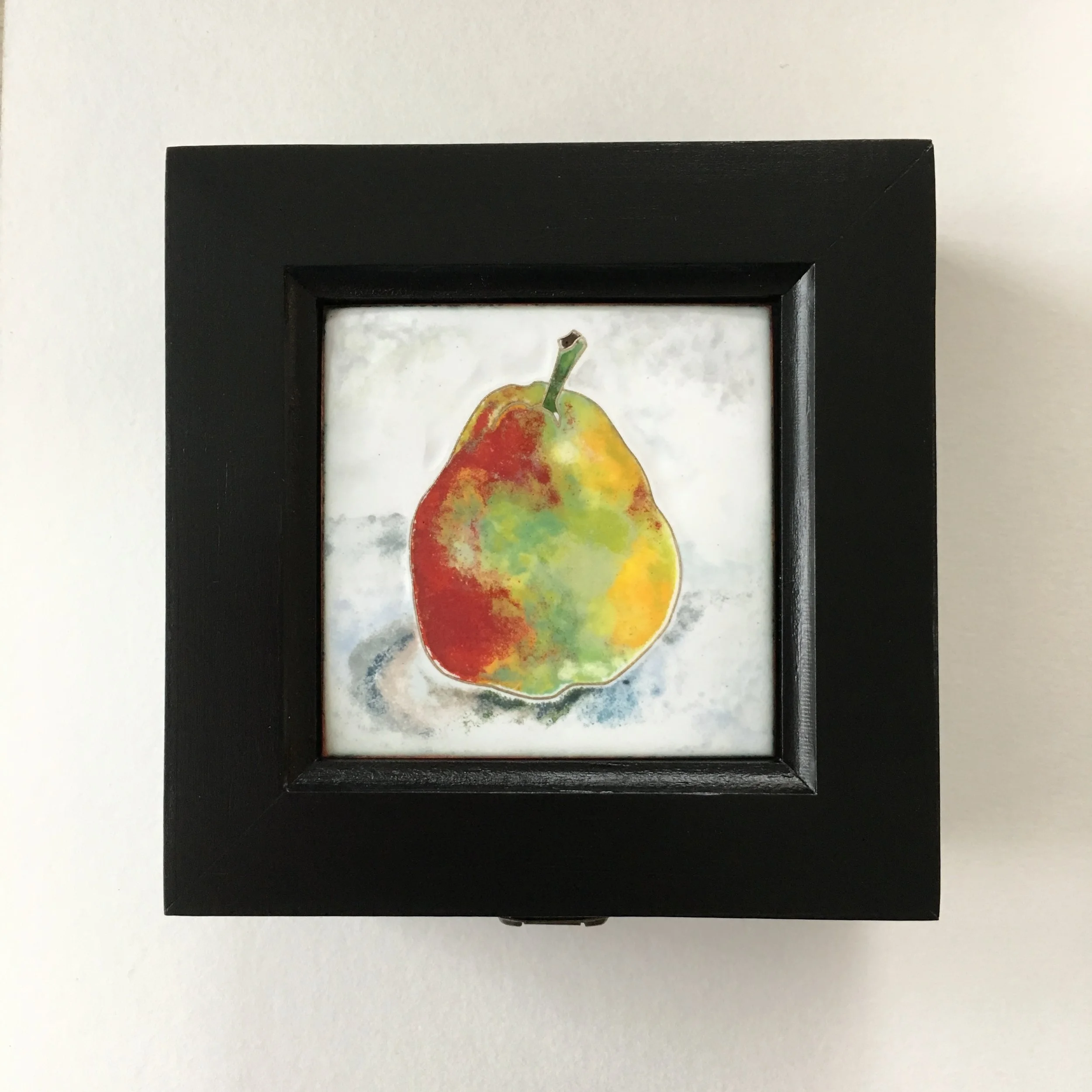 pear tile set in wooden keepsake box