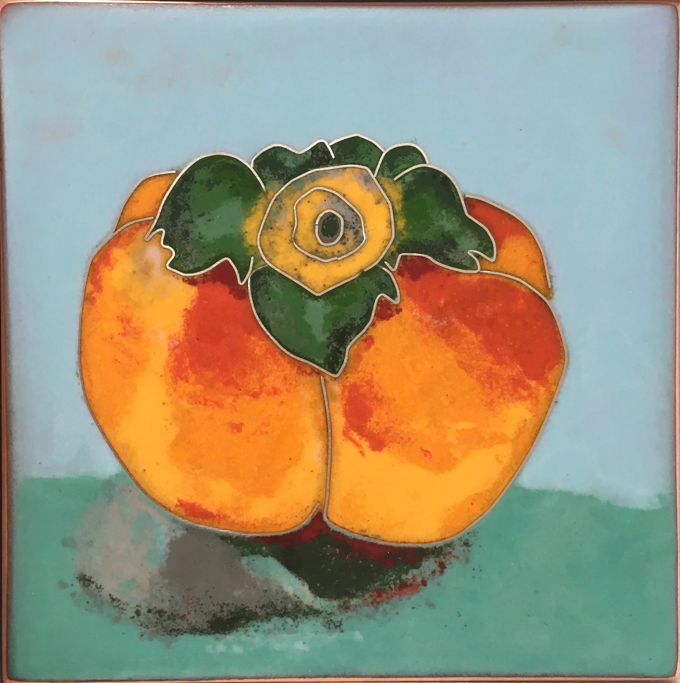 persimmon cloisonne tile