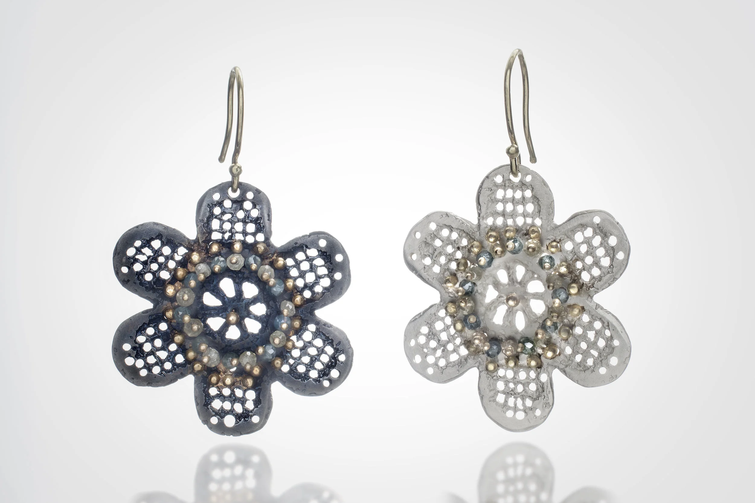 day/night lace flower earrings