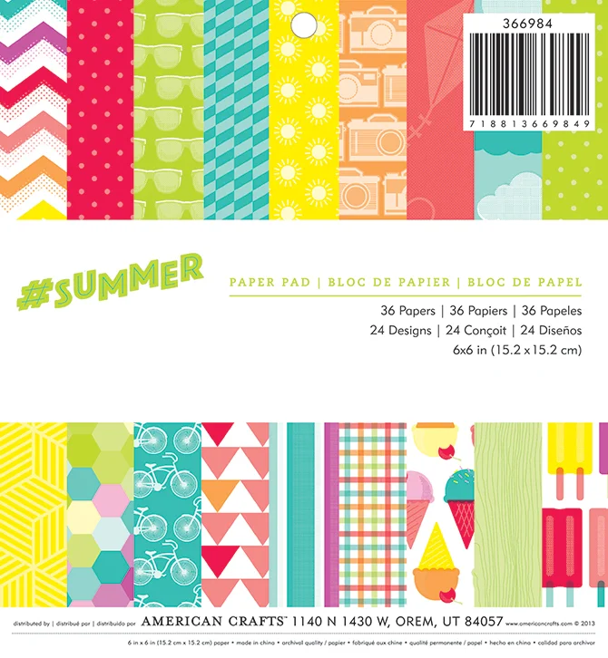 American Crafts 6x6 Paper Pad - #Summer