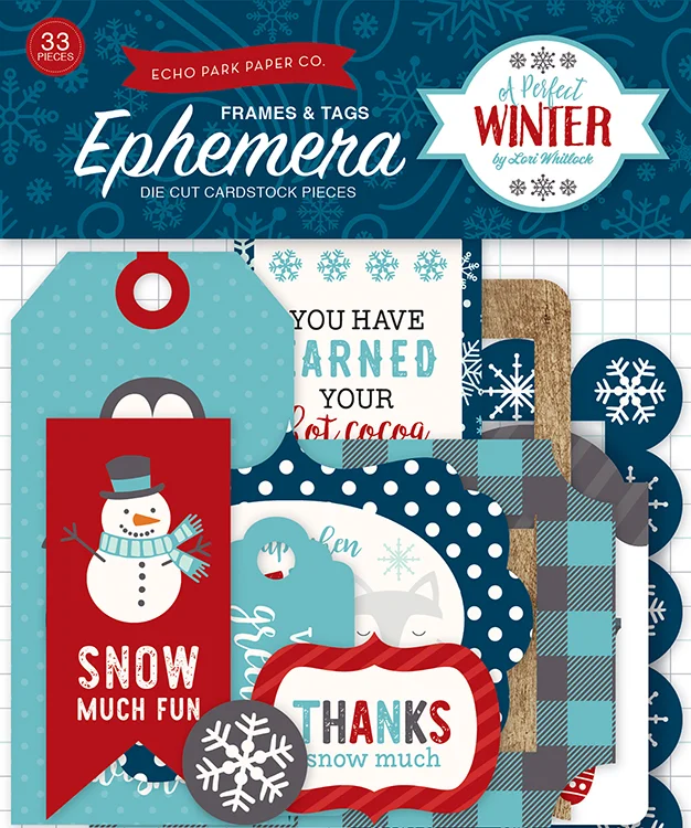 Echo Park Ephemera - A Perfect Winter  (Frames and Tags)