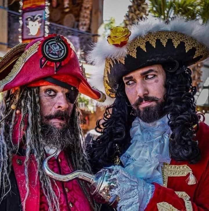 Sizing up a fellow pirate at the festival.