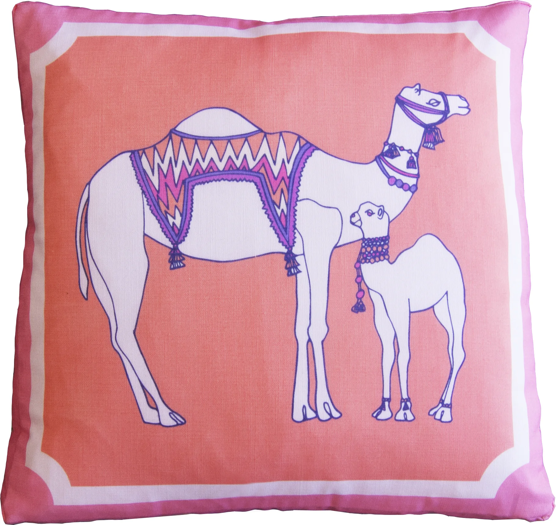 Camel Box Pillow in Pink/Orange