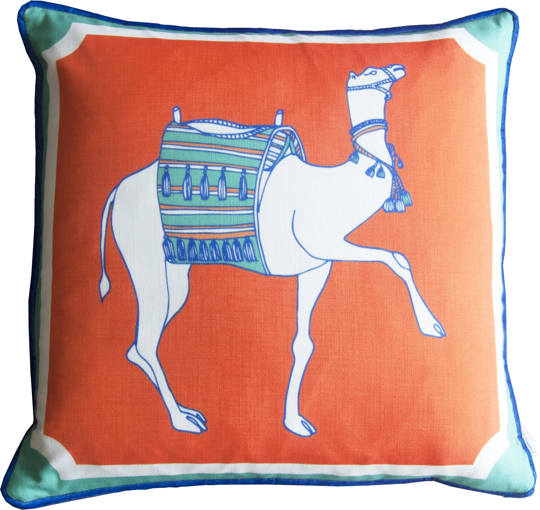 Camel Pillow in Orange/Blue