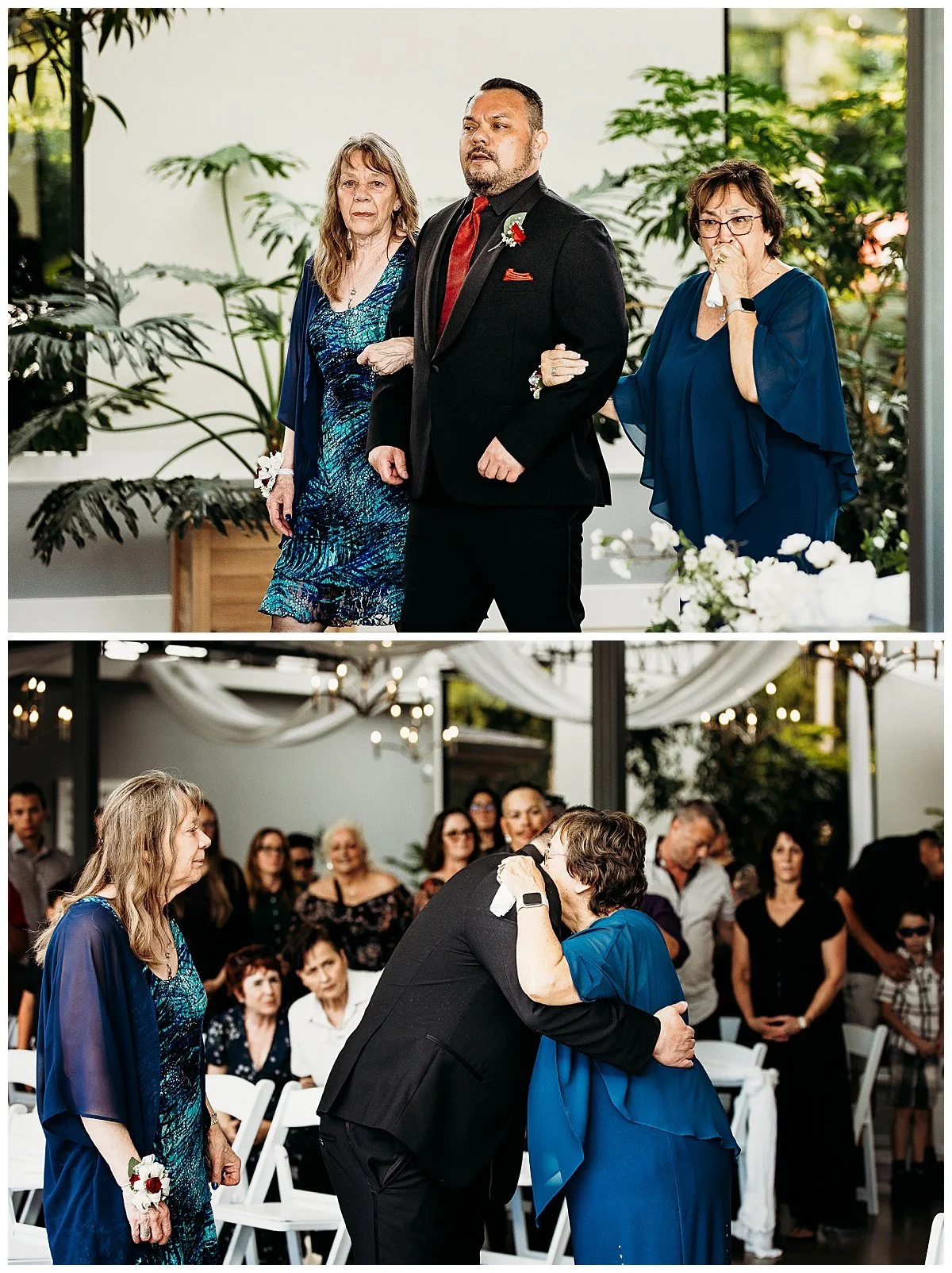 Groom walking down aisle with his mother at Bridlewood Wedding Venue