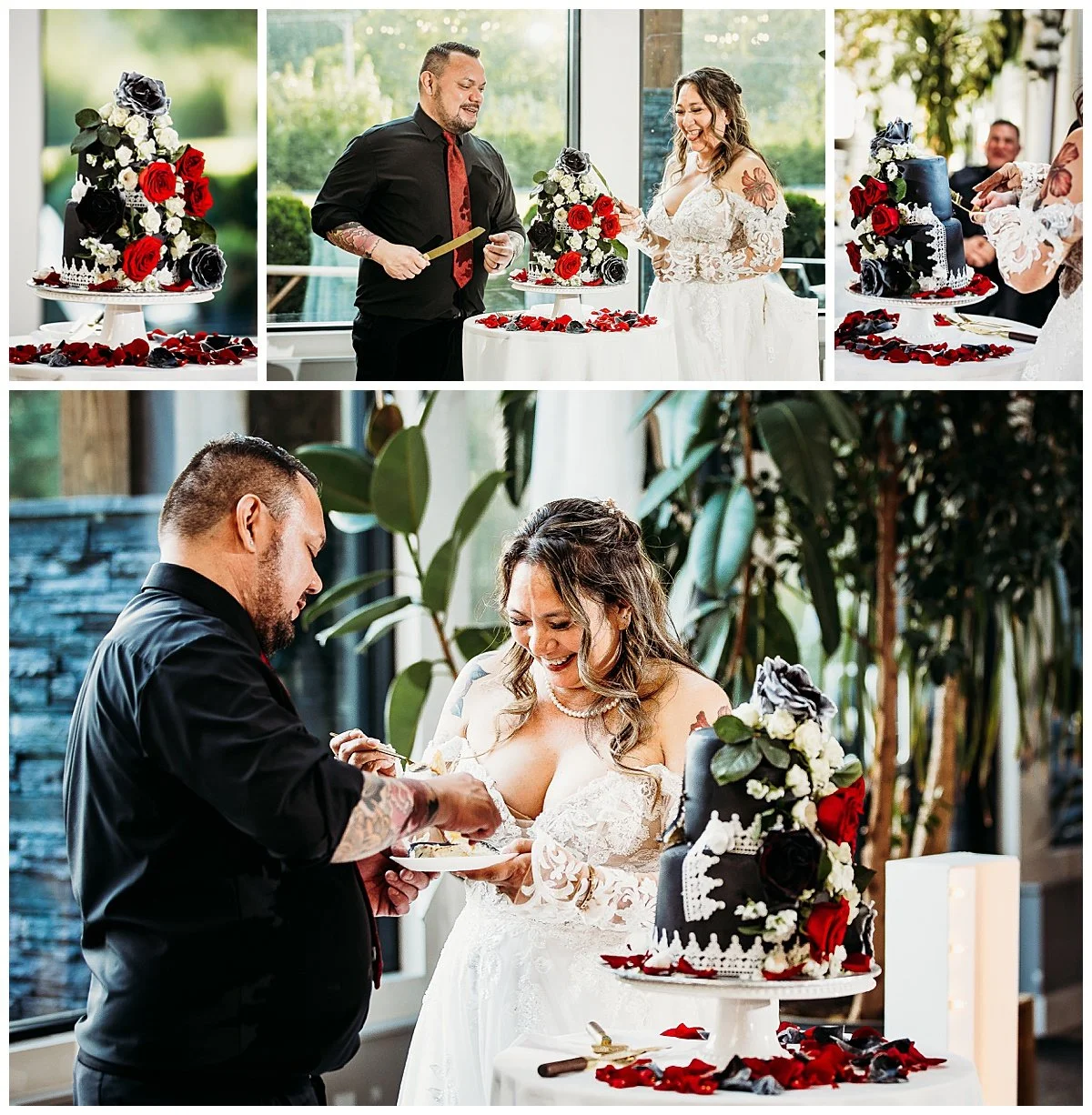Bride and Groom Cutting Cake at Bridlewood Wedding Venue