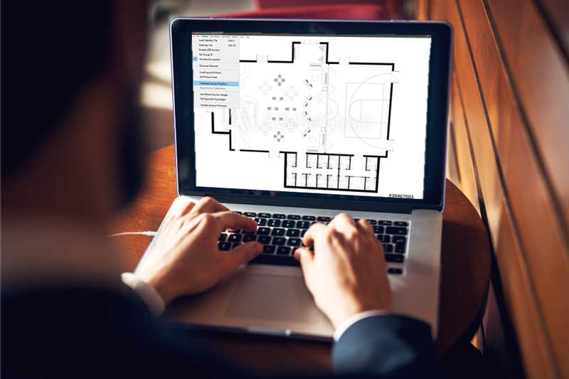 WISER's asset tracking software calibrating to fit a floor plan.