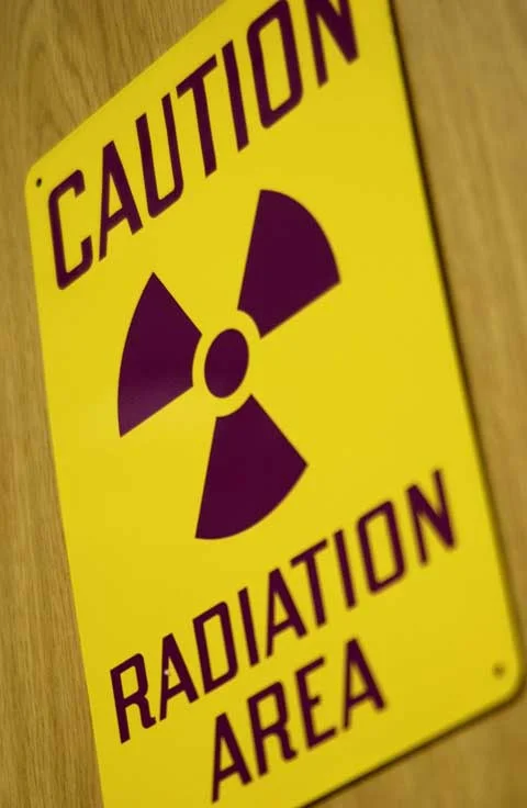 A radiation warning sign.