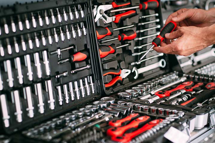 Hand tools in an RFID asset tracking crib.