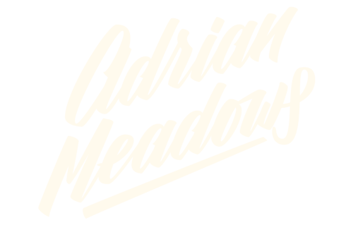 Hand lettering logo of Adrian Meadows