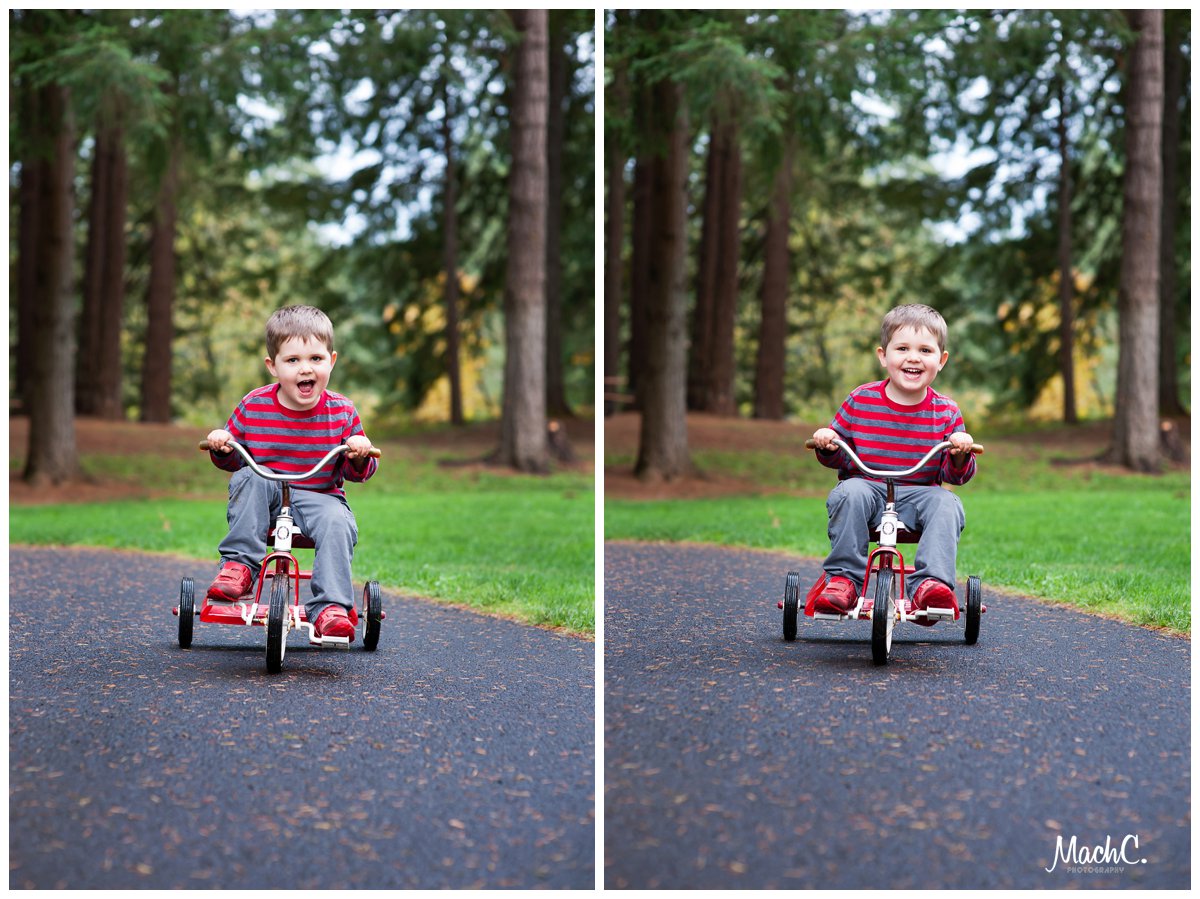 a 3 year old boy and a red tricycle - what more could you ask for in the perfect photo op 