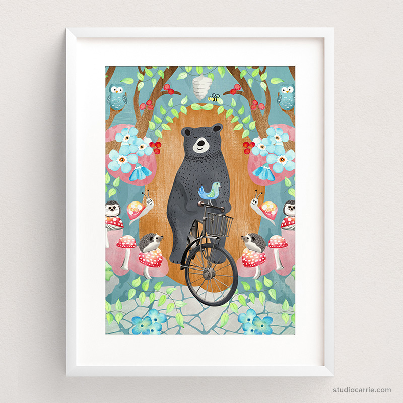 Copy of Bicycle Riding Bear Print by Studio Carrie