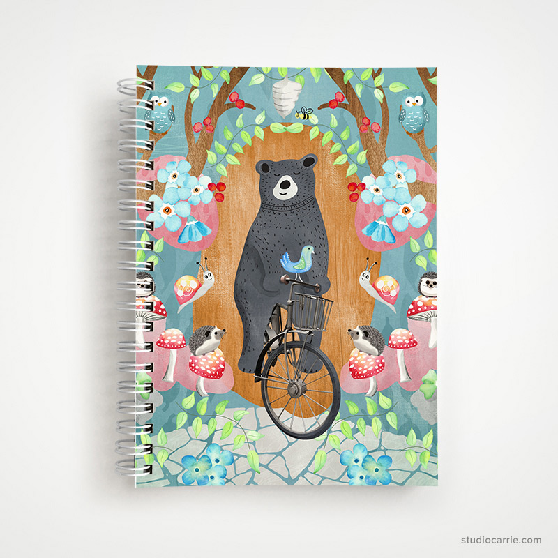 Bicycle Riding Bear Notebook by Studio Carrie