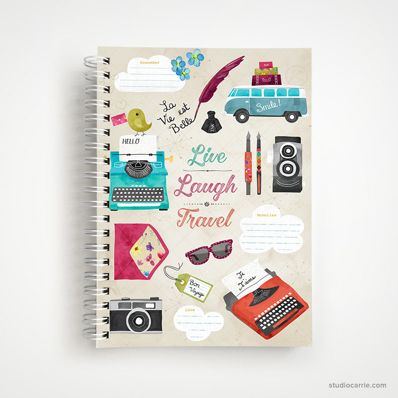 Live, Laugh, Love, Travel Notebook by Studio Carrie