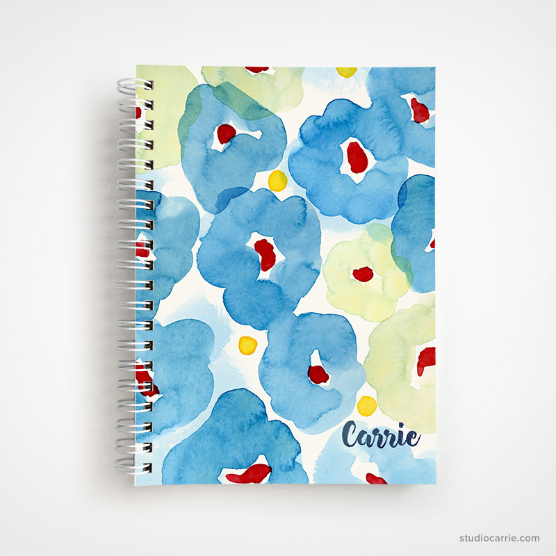 Custom Blue Floral Notebook by Studio Carrie