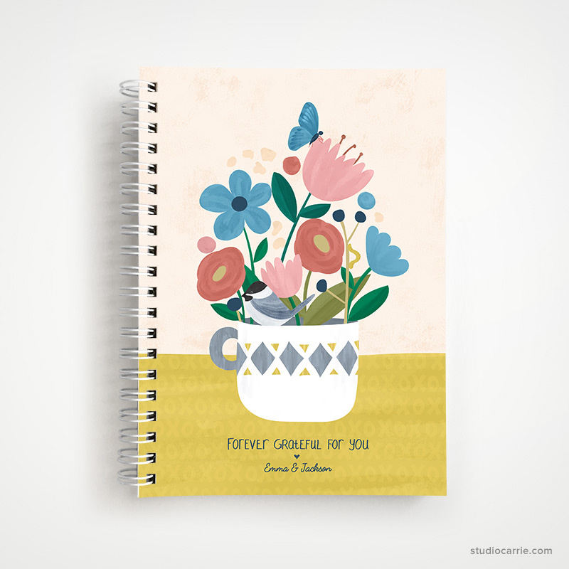 Custom Forever Flowers Notebook by Studio Carrie