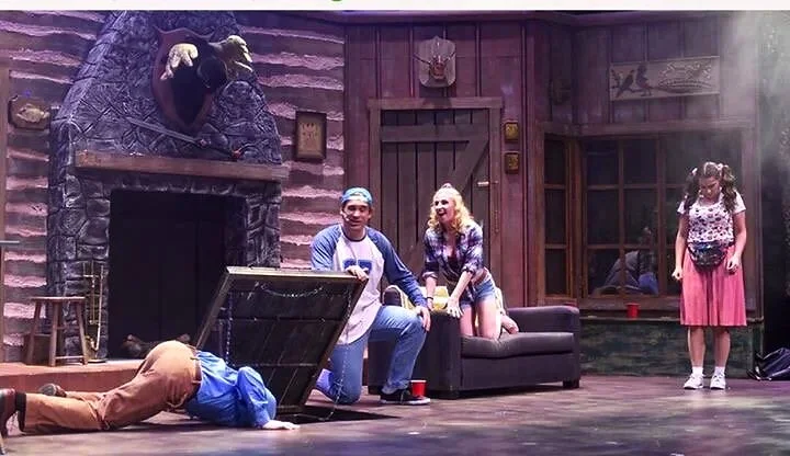  Ash, Cheryl, Scott, and Shelly discovering the cabin’s cellar.  Cheryl begins as the sweet, naive younger sister to Ash. 