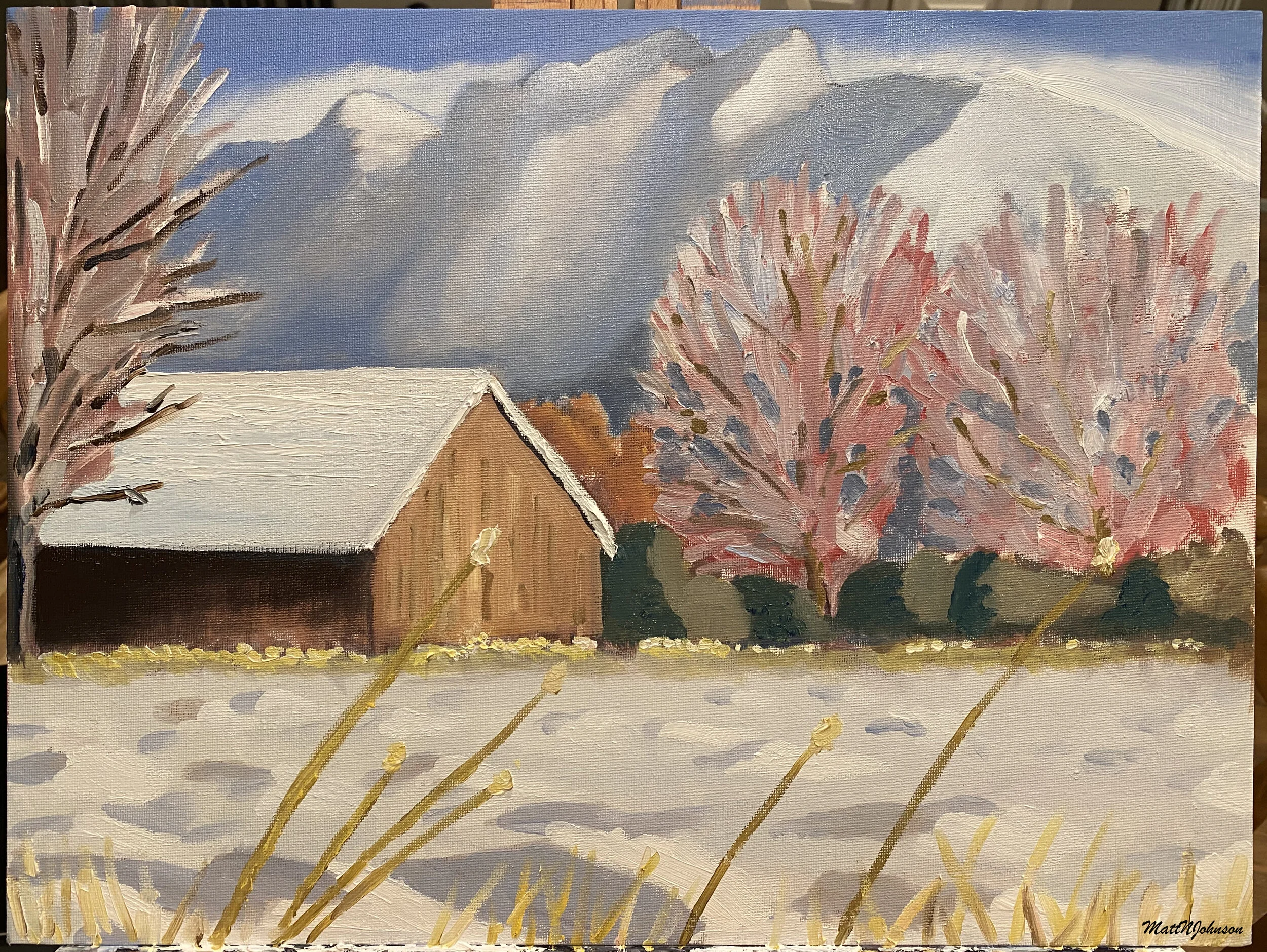 Barn In Field With Mount Si