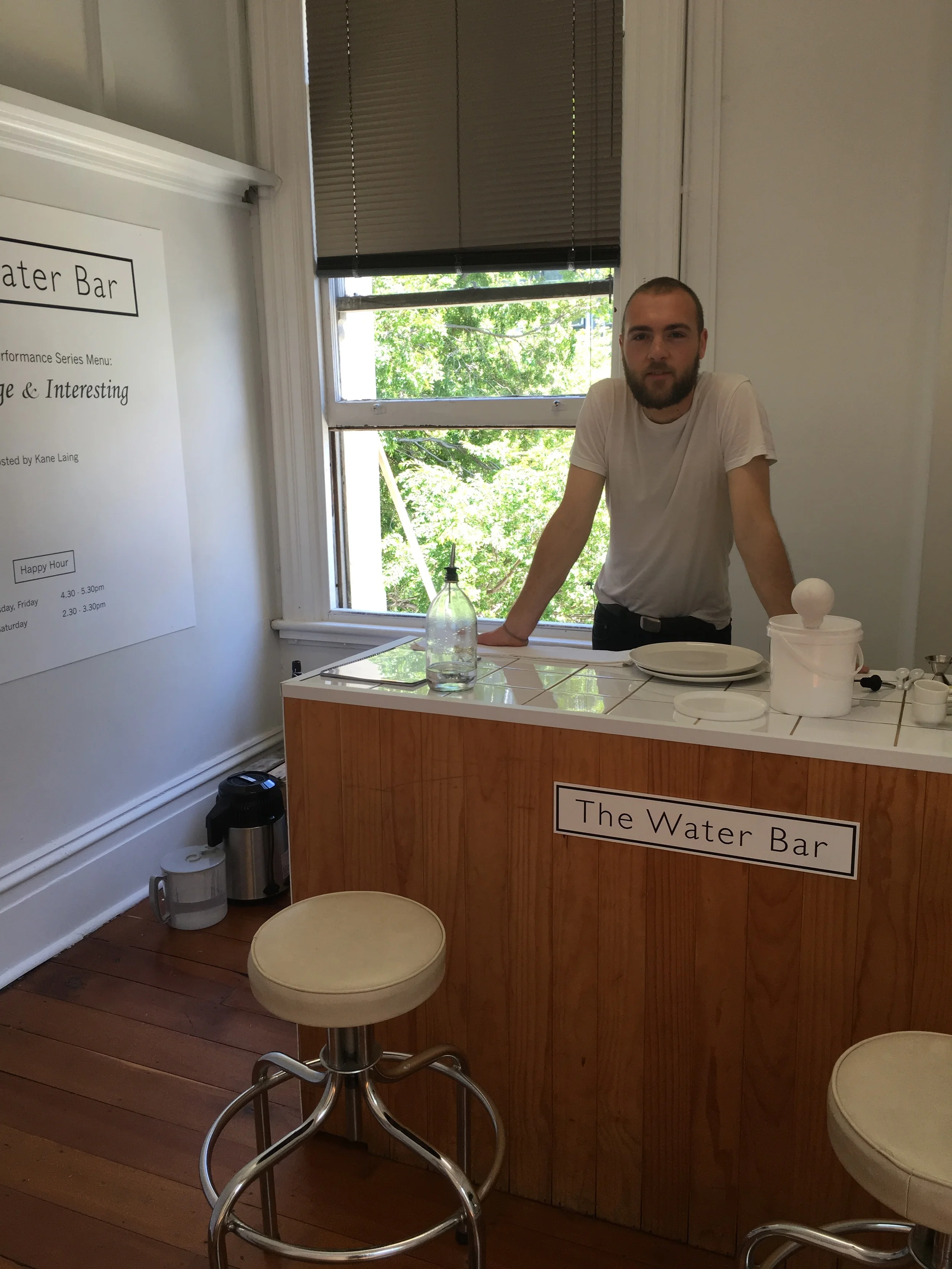 Kane Laing's 'The Water Bar', where you can try 5 types of Water.
