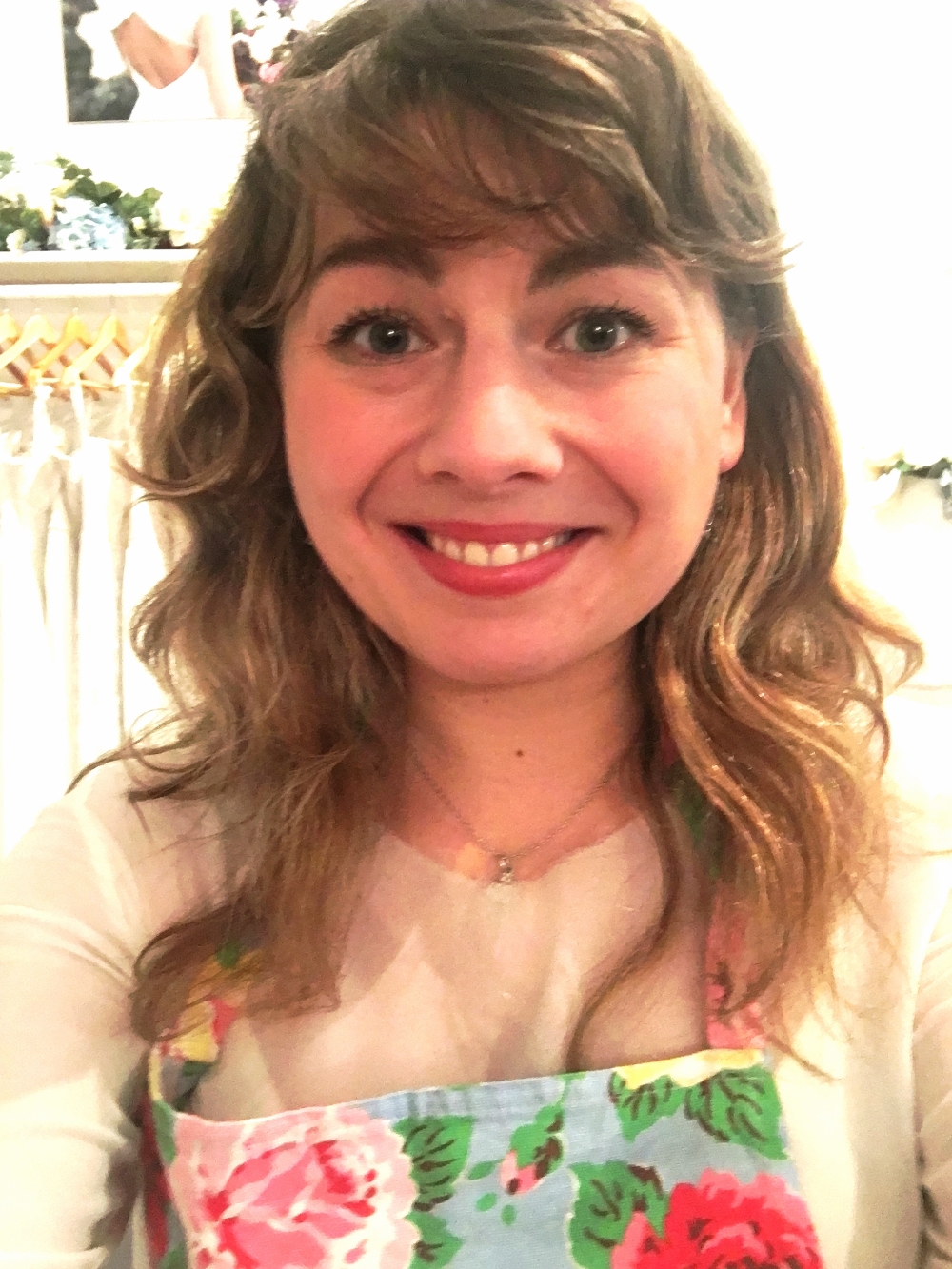 I took a cheeky selfie to express my excitement about being surrounded by flowers for an evening.
