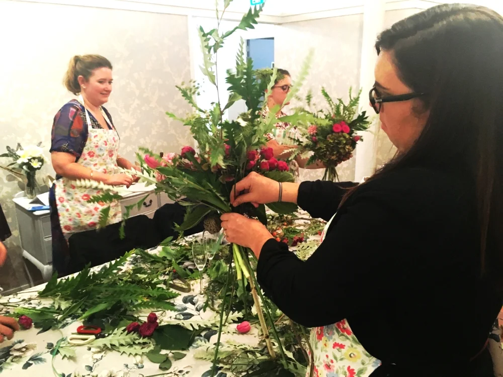 Making our bunches of flowers