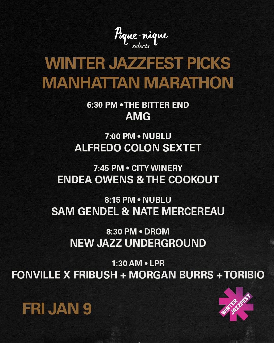 @nycwjf&rsquo;s signature marathon returns this weekend: two nights, two boroughs, sixteen venues, 80+ bands and more music than anyone can realistically see across the spectrum of jazz and beyond.

A few folks asked us &ldquo;where do I even start&r