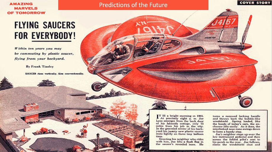 Diarmuid's signature opening slide ... Predictions of the Future. 