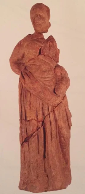 Figure 3.1 - Broken figurine of the Tanagra type from the excavations at Narce. Early first century BCE. Photo courtesy of Jacopo Tabolli.