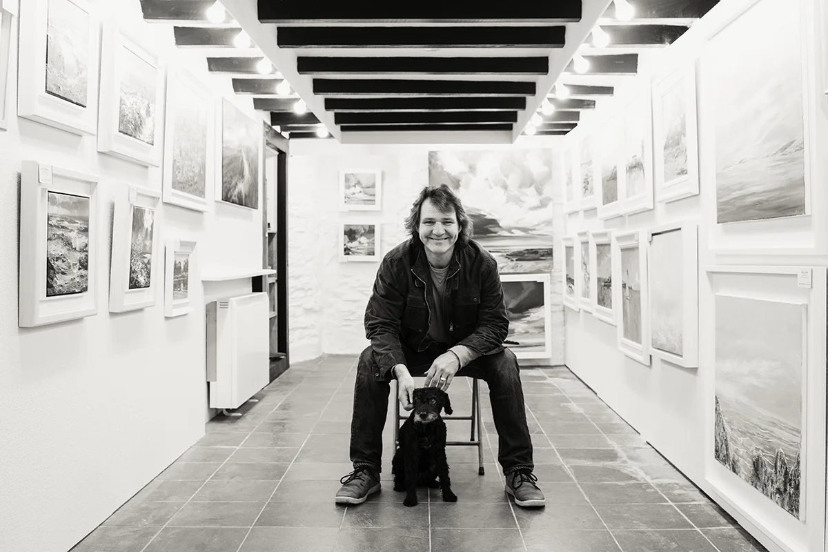 Mark Hatwood with Totty in the Harbour Gallery, 12th May 2016