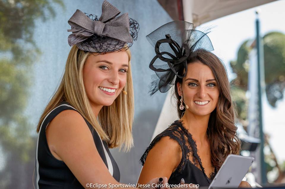 Moderator Megan Devine (right) pictured with panelist and fellow TV analyst and handicapper Gabby Gaudet. Photo Courtesy: Eclipse Sportswire/Jesse Caris/Breeders' Cup