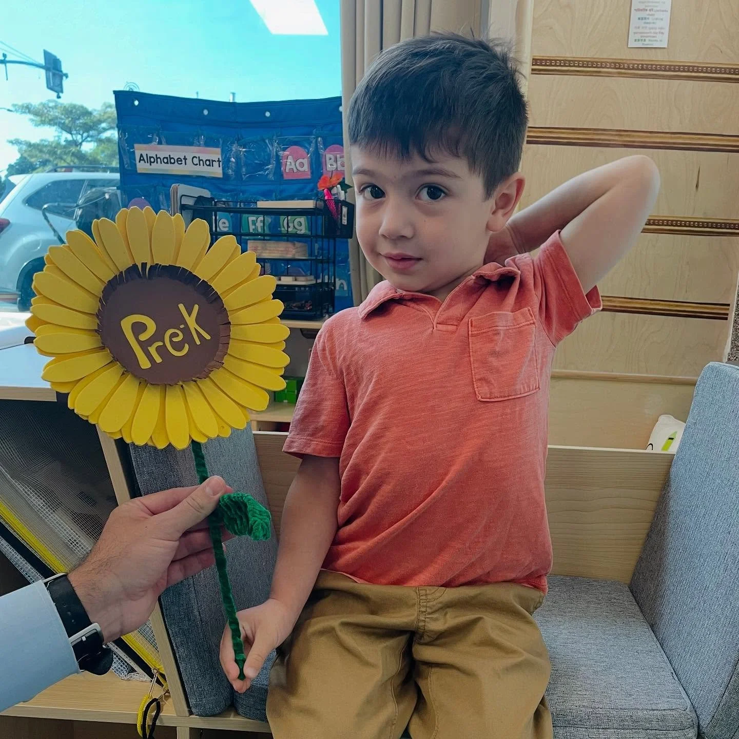 First day of PreK in the Sunflower Room 🌻
