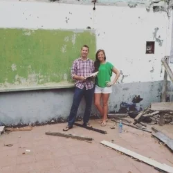 Jordan and Kelly checking out the new school.