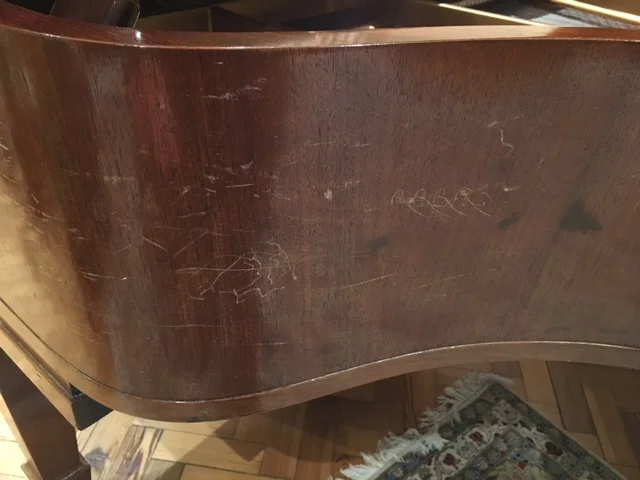 Marked casework before re-polishing