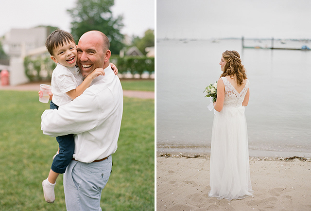 cocktail hour guests and bridal portrait on the Cape