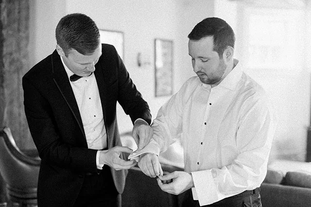 groom and groomsmen get ready