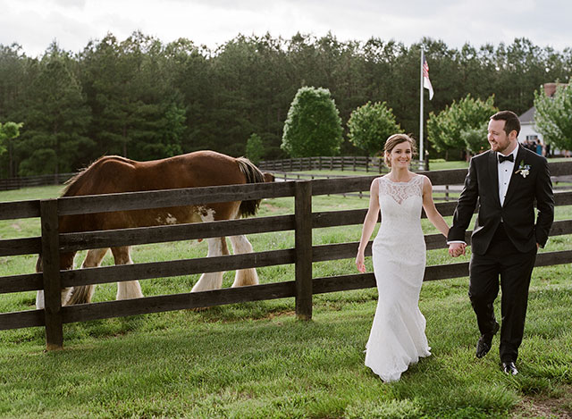farm wedding day portraits with horses