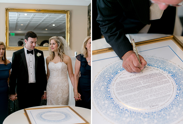 Jewish wedding ceremony signing of the ketubah