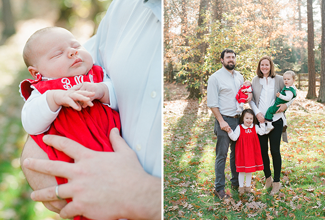 natural light newborn photos of family outdoors