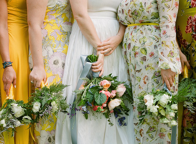 mismatched yellow bridesmaids dresses - Sarah Der Photography