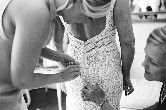 Mother and maid of honor button up wedding dress by Sarah Der