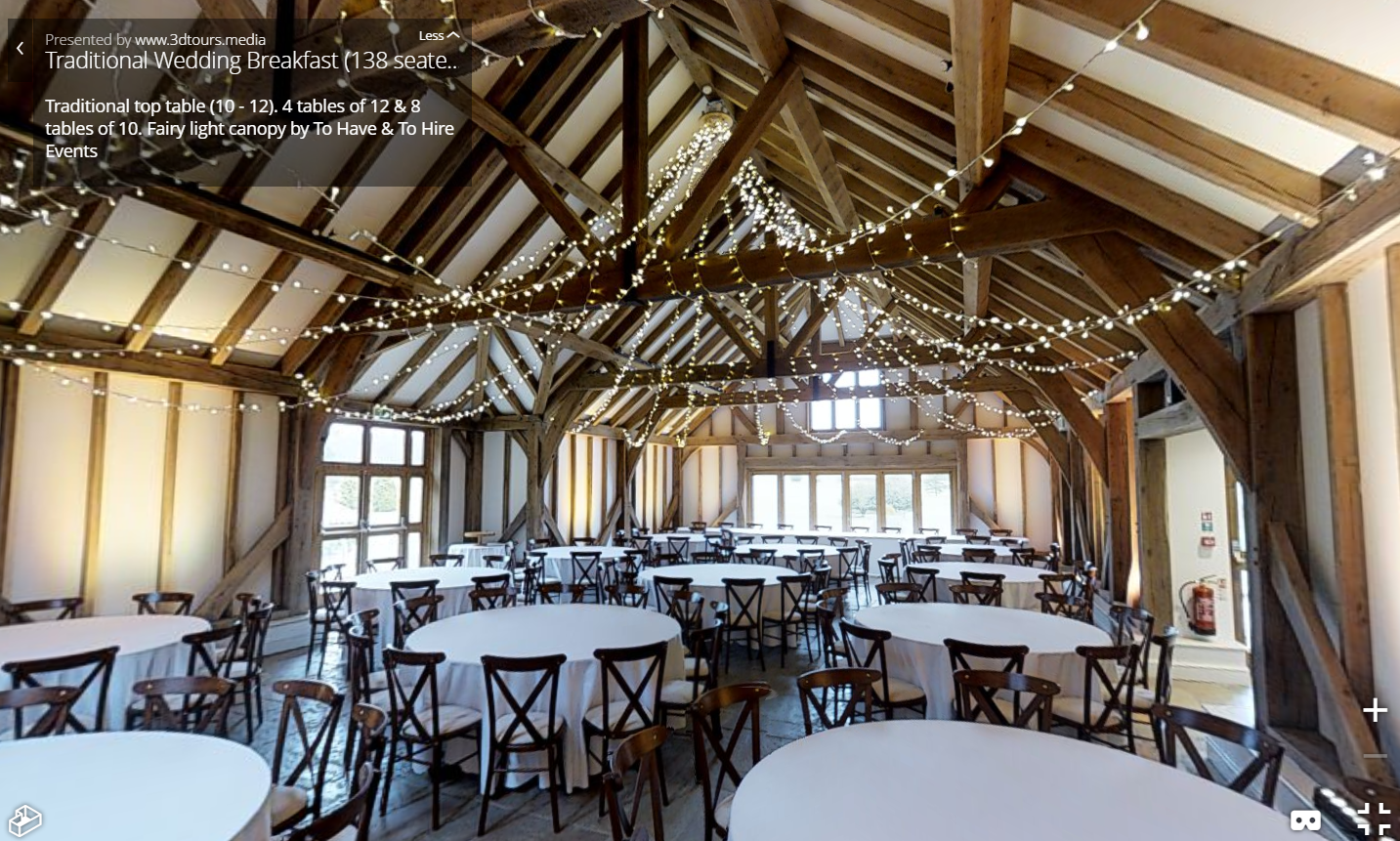 Our beautiful Fairy Light Canopy and bespoke chandelier really make an impact in the high ceiling