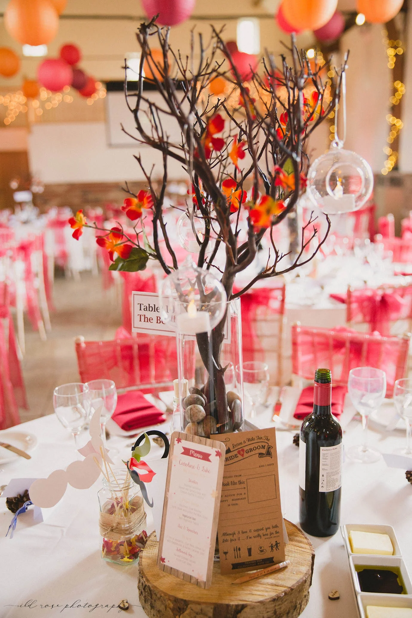 autumn tree wedding centrepiece rustic